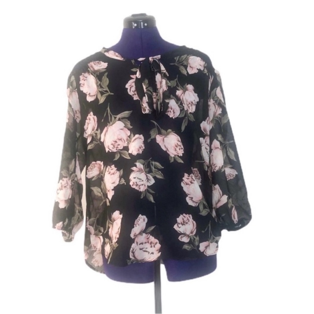 Live 4 Truth Black Pink Floral Long Sleeve Top